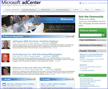 adCenter Blogs & Forums